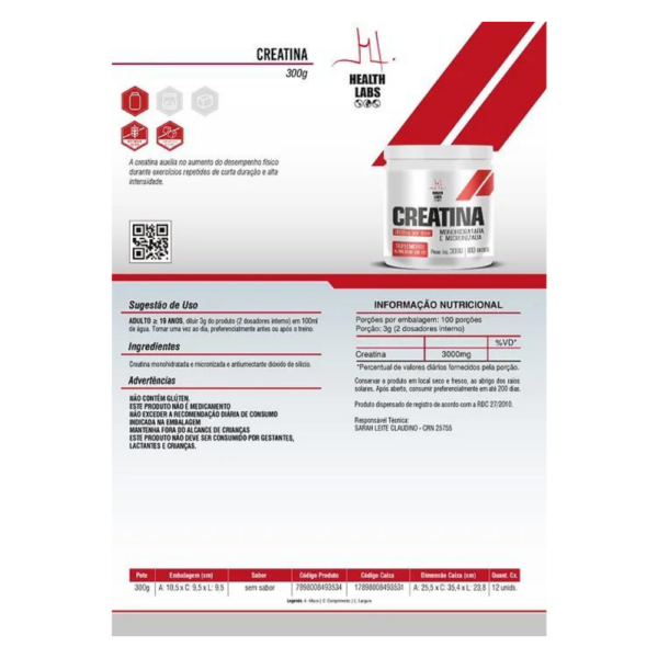 CREATINA HEALTH LABS 300g - Image 2